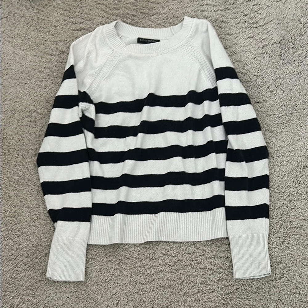Banana Republic Black and White Striped Sweater